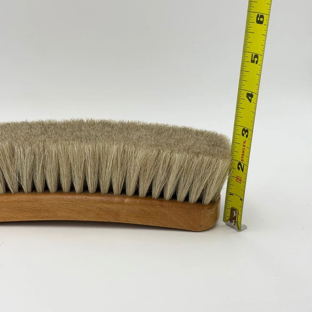 Vtg 100% Horsehair Shoe Boot Shine Soft Brush Wood Handle Leather Buffing 8